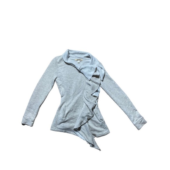 Francesca's Free women's Zip ruffle over coat/sweater. Cream. Size Small. - Picture 2 of 6